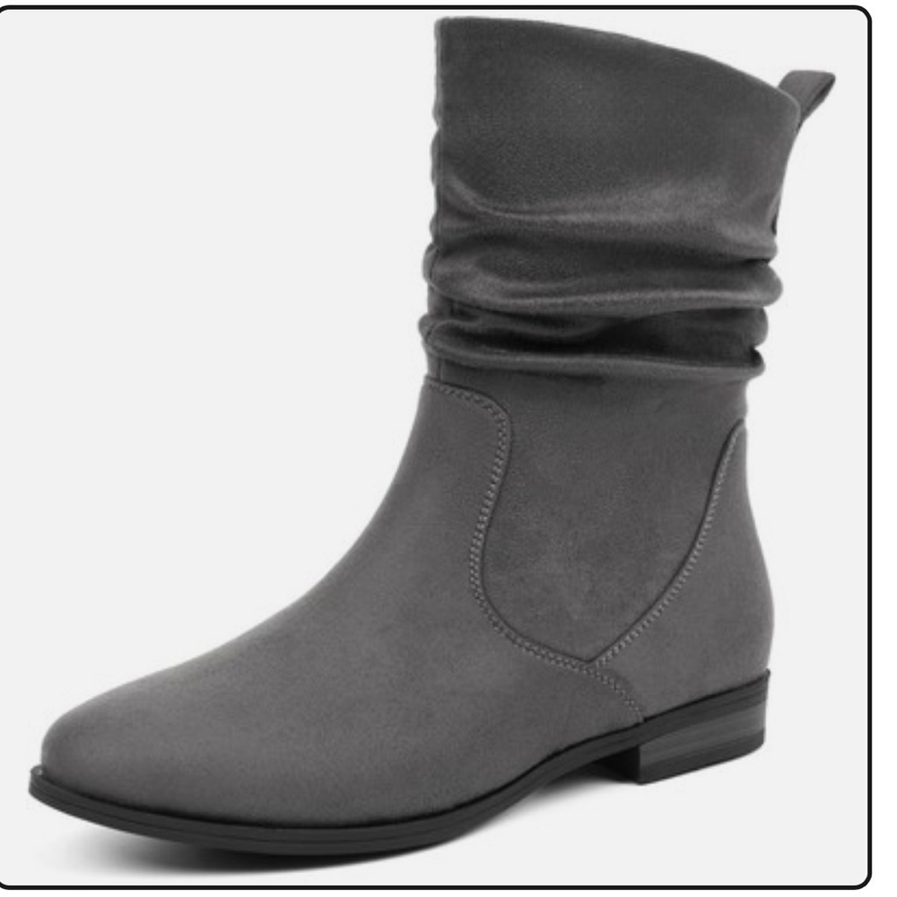 VJH comfort Wmns Slouchy Boots Bootie Sz 8.5 Round Toe Comfort Low Heel Mid Calf - Picture 3 of 16